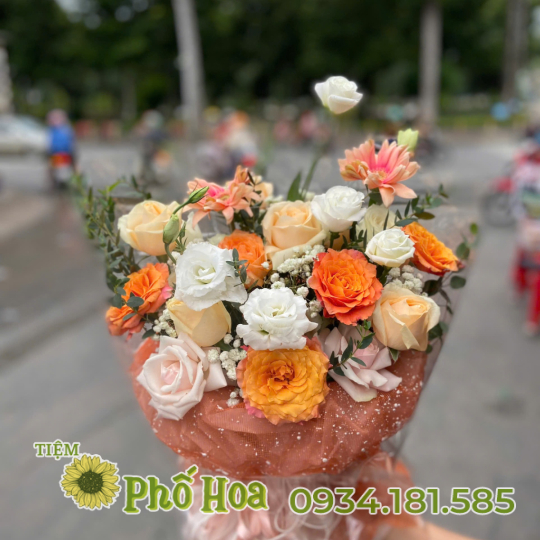 Bó tặng tông cam 