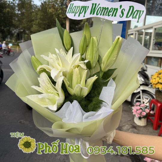 Hoa bó ly kép trắng