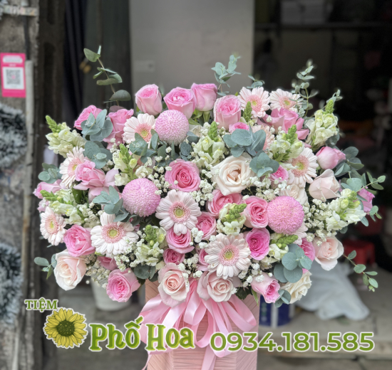 Giỏ tông hồng mix