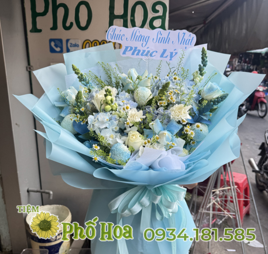 BÓ HOA TÔNG XANH BIỂN 